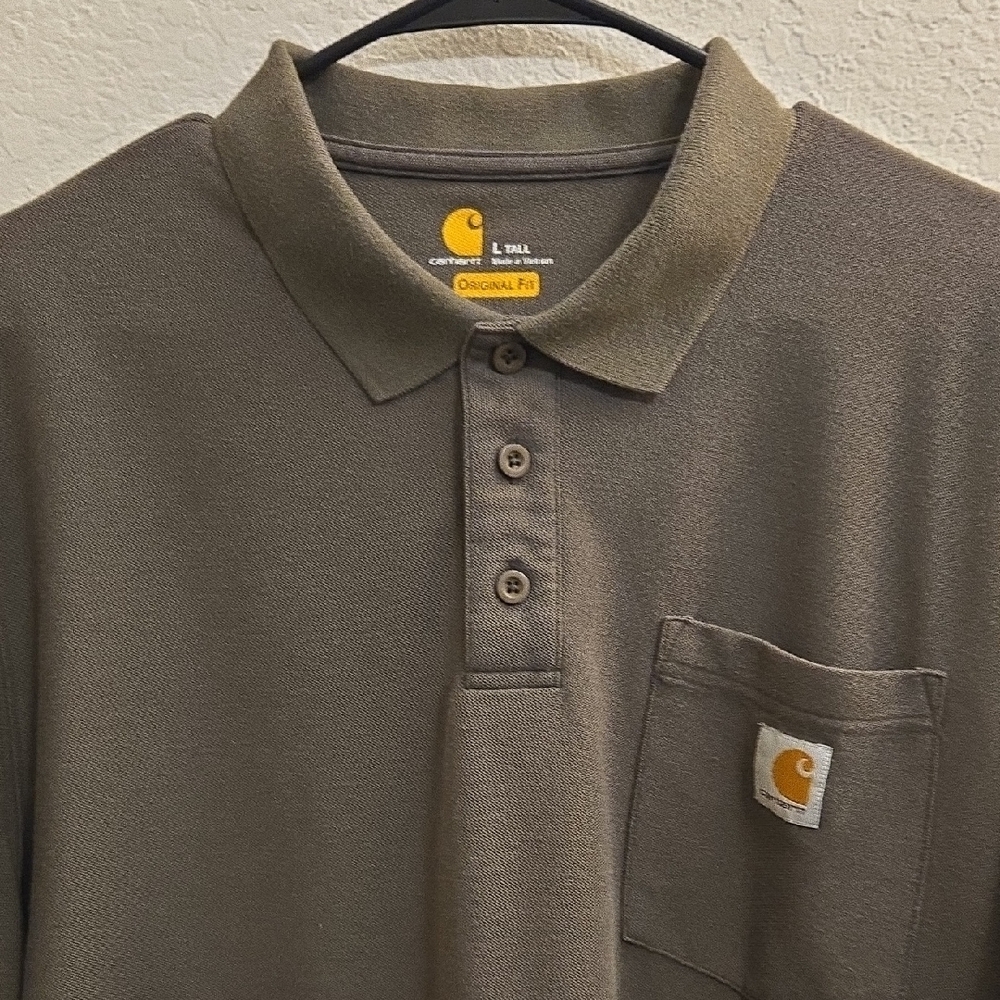 Carhartt Pocket Polo Shirt - Olive Green - Large Tall - Picture 4 of 14